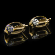 Kép 1/2 - Orosz záras gyémánt köves arany fülbevaló
