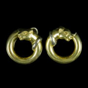 Kép 1/2 - Párducfejes arany fülbevaló pár