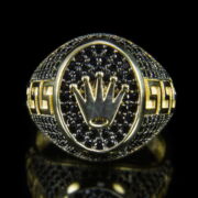 Kép 2/2 - Rolex arany pecsétgyűrű fekete ónix kövekkel