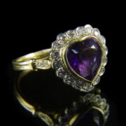 Kép 1/2 - Női arany gyűrű szív alakú ametiszttel és gyémántokkal