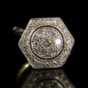 Hatszögletes női arany gyűrű gyémánt kövekkel