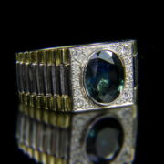 Kép 1/2 - Rolex típusú férfi arany gyűrű zafír és gyémánt kövekkel