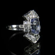 Kép 2/2 - Fehérarany gyűrű akvamarinnal és gyémánt kövekkel