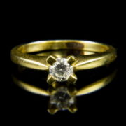 Kép 2/2 - 14 karátos sárgaarany szoliter gyűrű briliáns csiszolású gyémánt kővel (0.41 ct)