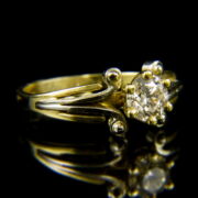 Kép 1/2 - 14 karátos sárgaarany szoliter gyűrű briliáns csiszolású gyémánt kővel (0.65 ct)