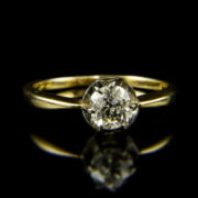 Kép 2/2 - 14 karátos sárgaarany szoliter gyűrű régi csiszolású gyémánt kővel (0.64 ct)