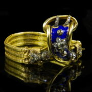 Kép 1/3 - Biedermeier karkötő gyémántokkal kék zománcozással