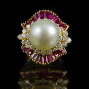 Rubin köves gyémánt gyűrű tahiti gyönggyel