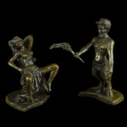Kép 2/3 - Faun és Nimfa kortásrs bronz figura pár