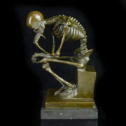 Kép 3/3 - Rodin után:  "gondolkodó" Milo jelzéssel bronz csontváz figurája