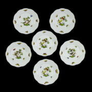 Kép 1/8 - Herendi porcelán Rothschild mintás süteményes tányér készlet