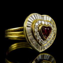 Kép 6/10 - Rubin és gyémánt köves szív alakú ékszergarnitúra
