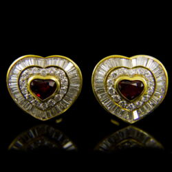 Kép 9/10 - Rubin és gyémánt köves szív alakú ékszergarnitúra