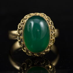 Picture 2/5 -Women's ring with green cabochon-cut agate 