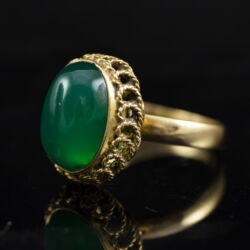 Picture 3/5 -Women's ring with green cabochon-cut agate 