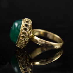 Picture 4/5 -Women's ring with green cabochon-cut agate 