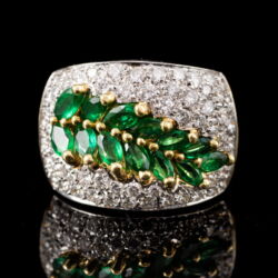 Picture 2/5 -Alessandriai gyémántgyűrű smaragdokkal 