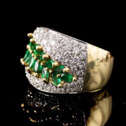 Picture 3/5 -Alessandriai gyémántgyűrű smaragdokkal 