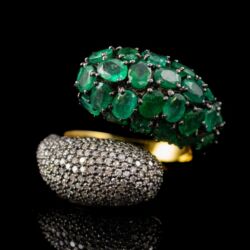 Picture 2/5 -Smaragd-Gyémántköves női gyűrű