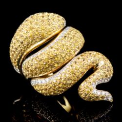 Picture 2/5 -Modern olasz gyűrű sárga zafírokkal ékített kígyós gyűrűfejjel