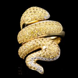 Picture 3/5 -Modern olasz gyűrű sárga zafírokkal ékített kígyós gyűrűfejjel