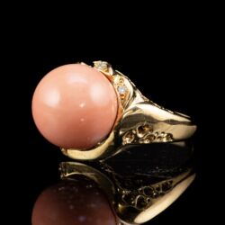 Picture 3/5 -Women's gold ring with peach blossom-colored coral pearl