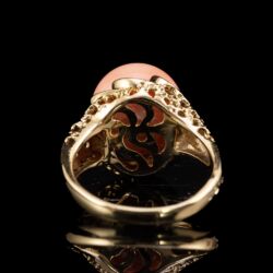 Picture 5/5 -Women's gold ring with peach blossom-colored coral pearl