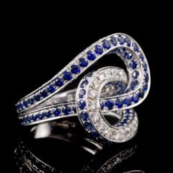 Picture 1/6 -Ring with diamonds and sapphire