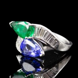 Picture 3/5 -Toi et Moi-style emerald tanzanite ring