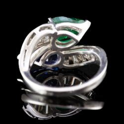 Picture 5/5 -Toi et Moi-style emerald tanzanite ring
