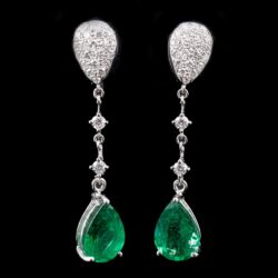 Picture 1/5 -Fülbevaló pár csepp alakú smaragddal és gyémántokkal