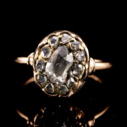 Picture 2/5 -Női arany gyűrű antik gyémánt rozettával