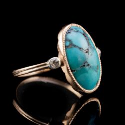 Picture 1/5 -Türkiz köves női arany gyűrű gyémántokkal