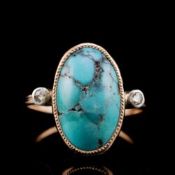 Picture 2/5 -Türkiz köves női arany gyűrű gyémántokkal