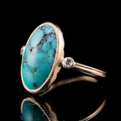 Picture 3/5 -Türkiz köves női arany gyűrű gyémántokkal