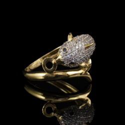 Picture 1/5 -Gold ring in the shape of a dolphin, studded with zirconias