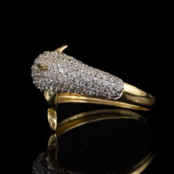 Picture 3/5 -Gold ring in the shape of a dolphin, studded with zirconias