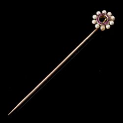 Picture 1/2 -Bécsi Art deco Sáltű rubin-gyöngy rozettával