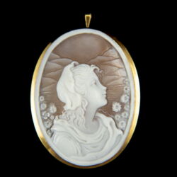 Picture 1/2 -Cameo brooch/pendant in a gold frame