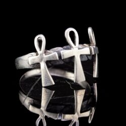 Picture 1/5 -Silver ring triple Ankh ornament