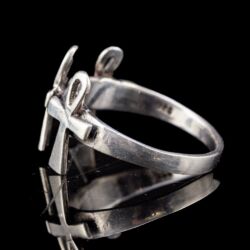 Picture 4/5 -Silver ring triple Ankh ornament
