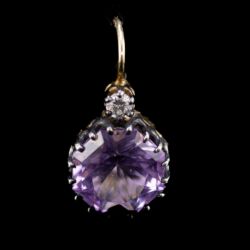 Picture 2/5 -Nagy ametisztköves fülbevaló pár gyémánt kővel 