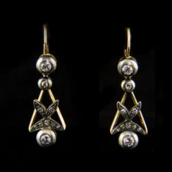 Picture 1/2 -Art nouveau pair of diamond earrings