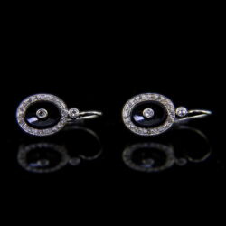 Picture 2/3 -A pair of rosetta-style onyx-diamond earrings