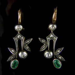 Kép 1/2 - Fülbevaló pár smaragddal gyémántokkal
