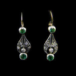 Kép 1/2 - Fülbevaló pár smaragddal és gyémántokkal