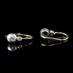 Picture 3/4 -Pair of bouton earrings with diamonds