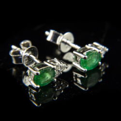 Picture 1/4 -Stud-style emerald earrings with diamonds