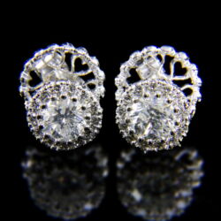 Kép 2/3 - Fehérarany fülbevaló pár briliáns csiszolású gyémánt kövekkel