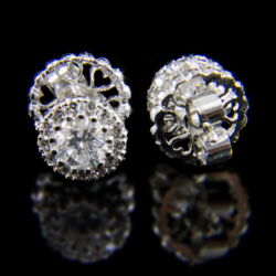 Picture 3/3 -Pair of white gold earrings with brilliant cut diamonds